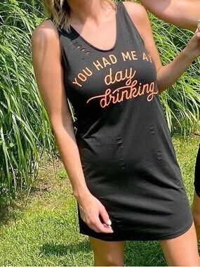 Distressed Graphic Tank Dress